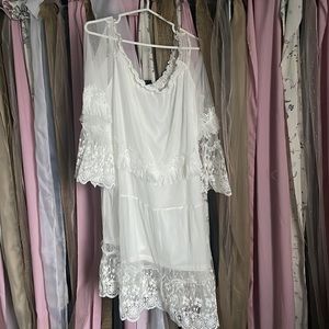 White boho off-the-shoulder dress
